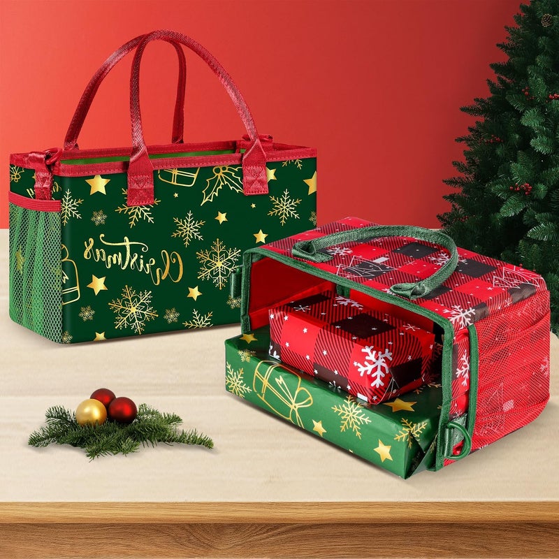 DOOHALO Small Merry Christmas Gift Carry Storage Tote Case with Handle Crossbody Reusable Presents Fabric Packing Bag - Image 4